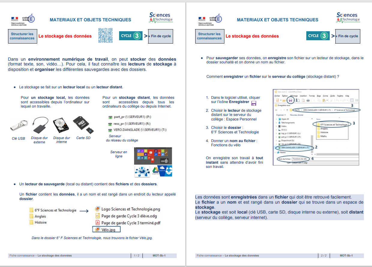 Fiche de connaissances stockage des données: