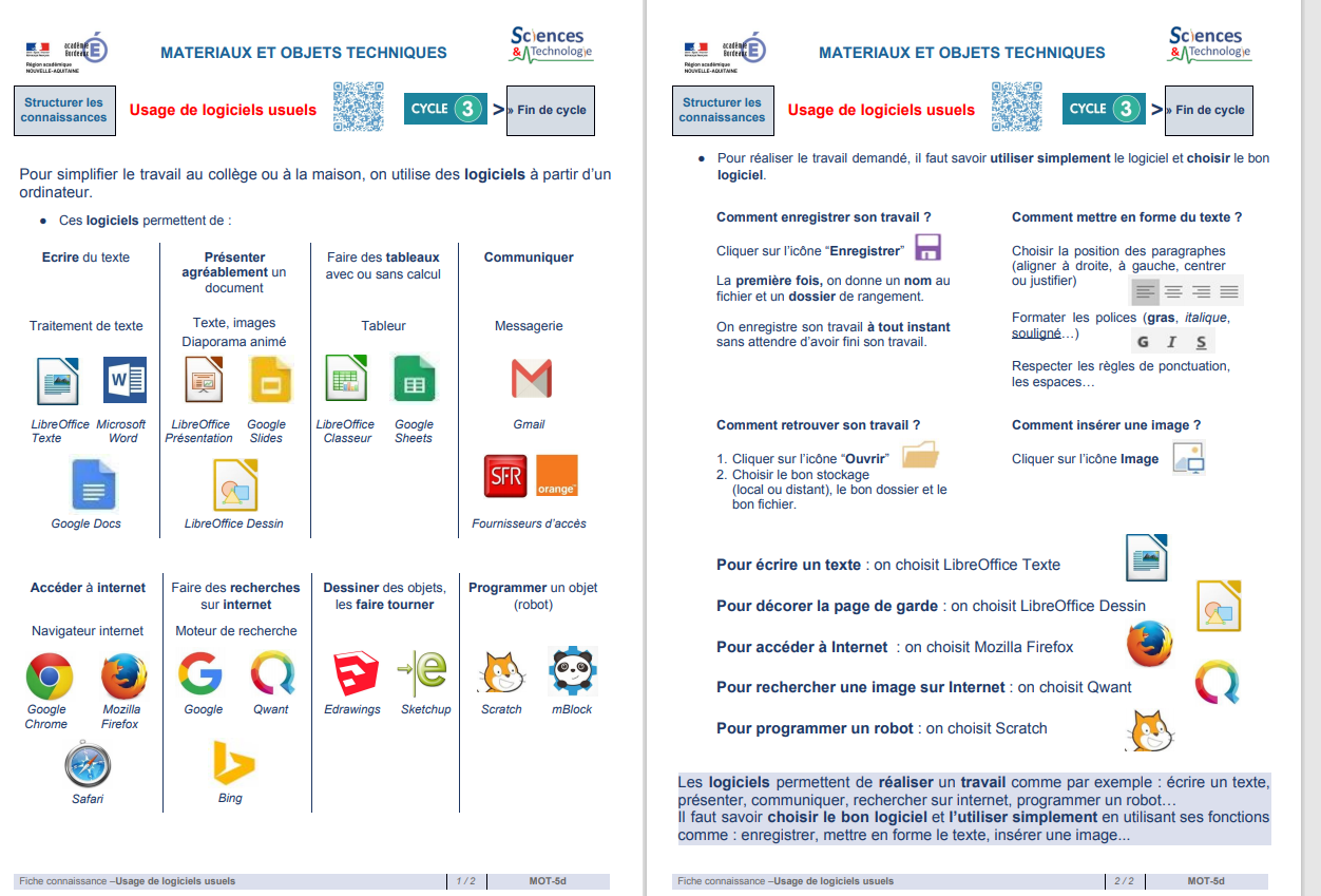 Fiche de connaissance: Usage de logiciels usuels